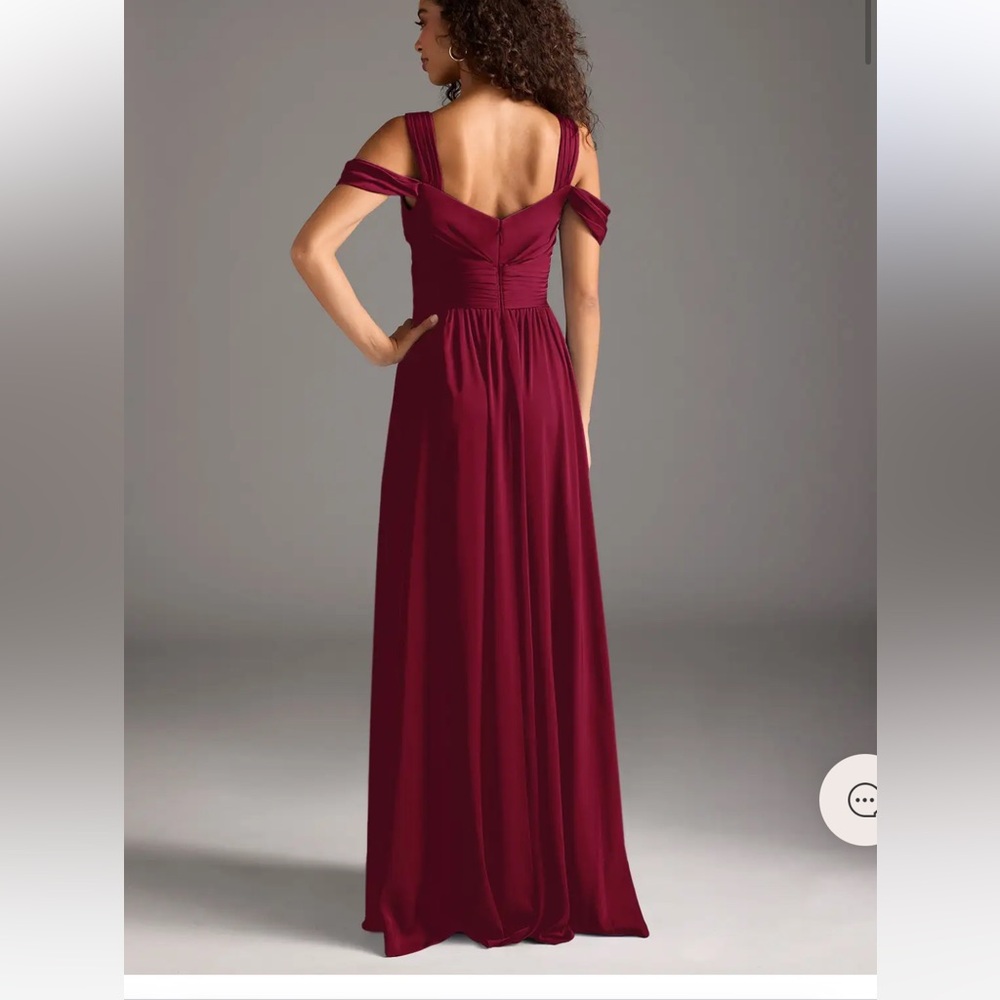 New with Tags AZAZIE LIANNE Burgundy‎ Off the Shoulder Stretch Satin Dress A18 - Picture 4 of 15